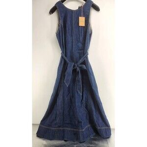 Boden US 6R Dark Vintage Denim Sleeveless Denim Dress Fit & Flare Belt NWT